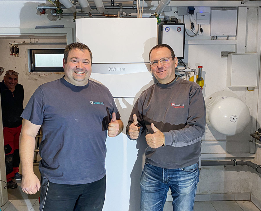 Vaillant Wärmepumpe eingebaut im Keller